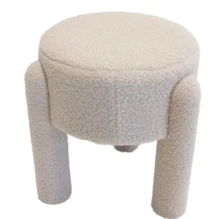 Poef Taupe Bouclé - 44x44x42cm - Yara