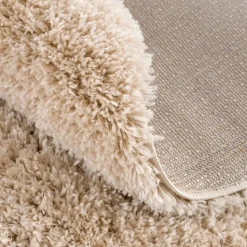 Porto Rond Soft Fluffy Vloerkleed Hoogpolig Effen Beige - 120 CM ROND
