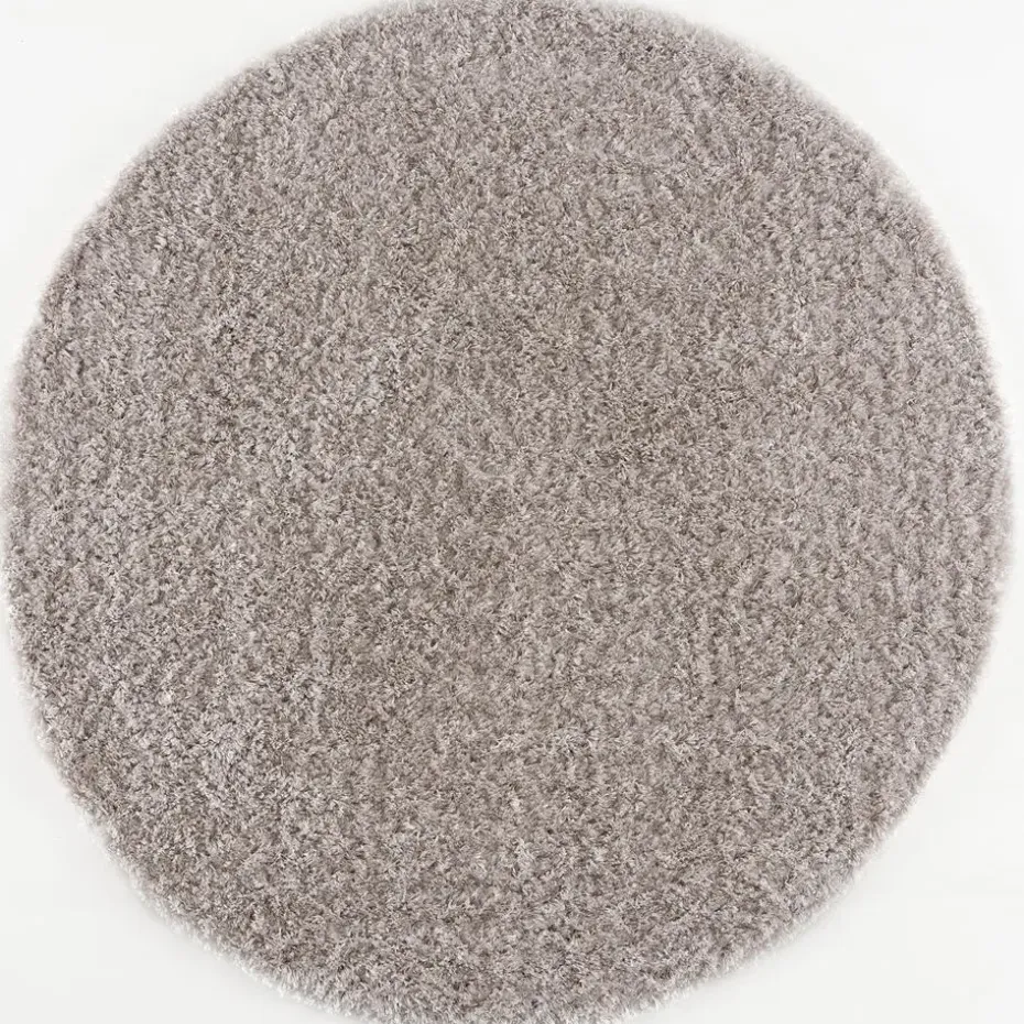 Porto Rond Soft Fluffy Vloerkleed Hoogpolig Effen Licht Grijs - 150 CM ROND