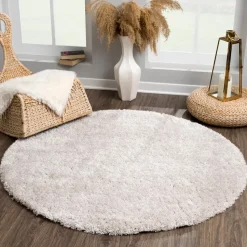 Porto Rond Soft Fluffy Vloerkleed Hoogpolig Effen Licht Grijs - 150 CM ROND