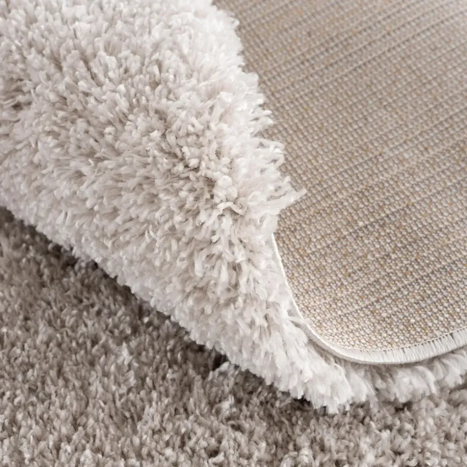 Porto Rond Soft Fluffy Vloerkleed Hoogpolig Effen Licht Grijs - 150 CM ROND