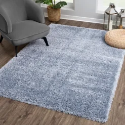 Porto Soft Fluffy Vloerkleed Hoogpolig Effen Blauw - 140X200 CM