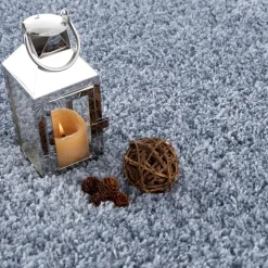 Porto Soft Fluffy Vloerkleed Hoogpolig Effen Blauw - 140X200 CM