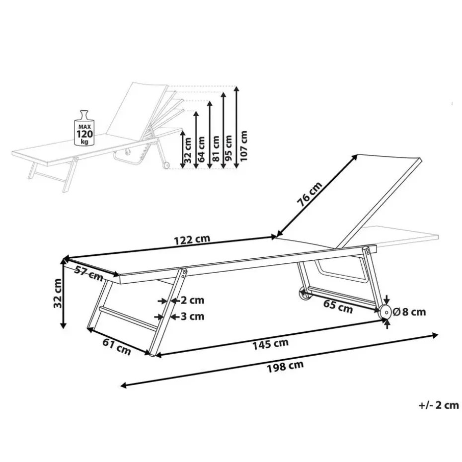 PORTOFINO - Strandstoel - Zwart - Aluminium
