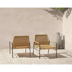 PRASIMO - Tuinstoel set van 2 - Naturel - PE Rotan