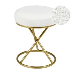 PRESHO - Hocker - Gebroken wit - Bouclé