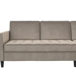 Presley - 3-zits hoekslaapbank met opbergruimte in grijs fluweel