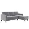 Presley - 3-zits hoekslaapbank met opbergruimte in grijs fluweel