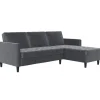 Presley - 3-zits hoekslaapbank met opbergruimte in antraciet fluweel
