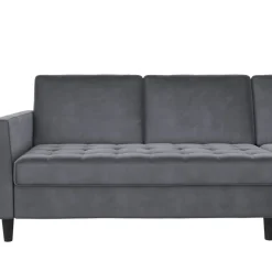 Presley - 3-zits hoekslaapbank met opbergruimte in antraciet fluweel