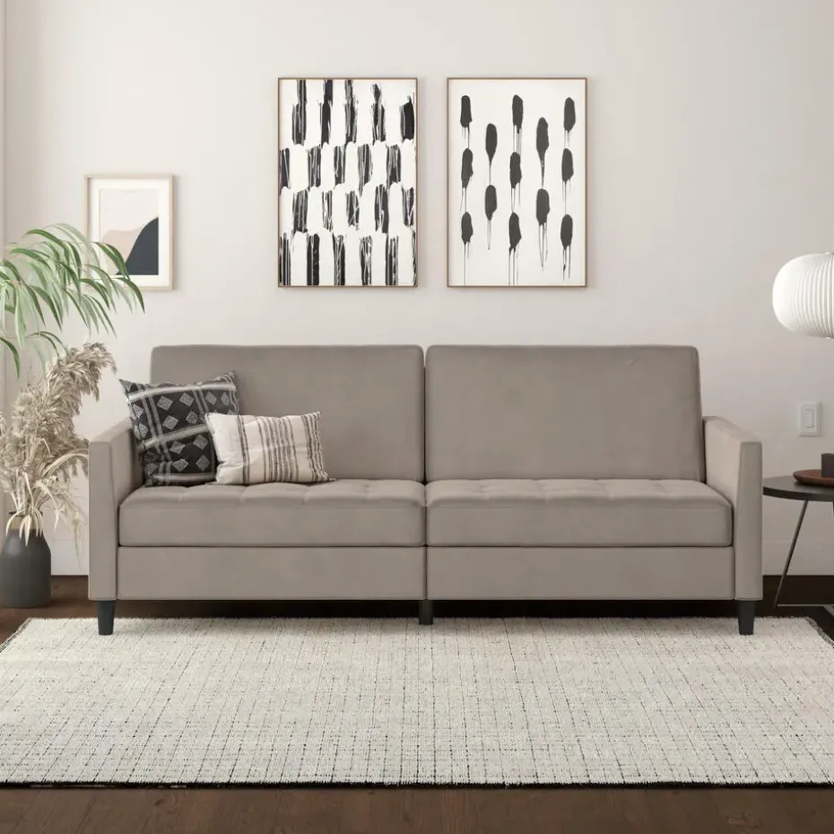 Presley - 3-zits slaapbank in taupe fluweel