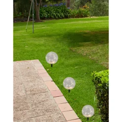 Prikspot - solar tuinverlichting - glazen crawuele bol - 20 cm