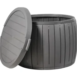 PRINOS - Kussenbox - Grijs - ⌀ 56 cm - Synthetisch materiaal