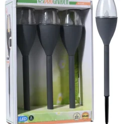 Pro Garden Solar LED lantaarns - 3x st - zwart - 31 cm