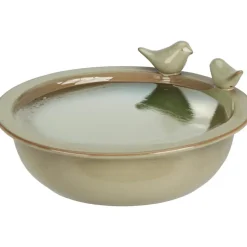 Pro Garden Vogelbad/voederschaal - saliegroen - keramiek -D24 x H10 cm