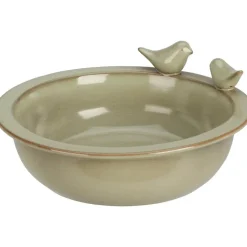 Pro Garden Vogelbad/voederschaal - saliegroen - keramiek -D24 x H10 cm
