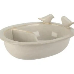 Pro Garden Vogelbad/voederschaal - wit - keramiek -D20 x H8 cm