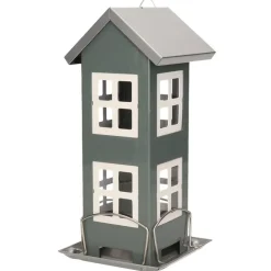 Pro Garden Vogelvoederhuisje - hangend - grijs - silo - 19 cm