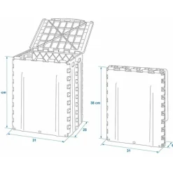 ProPlus Afvalbak met deksel- kunststof - grijs - 25 x 31 x 38 cm