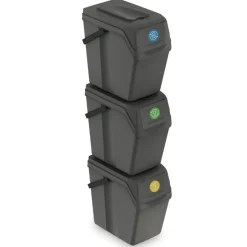 Prosperplast Afvalscheidingprullenbakken - 3x 25L - grijs