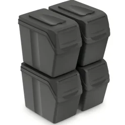 Prosperplast Afvalscheidingprullenbakken - 4x 20 liter - grijs