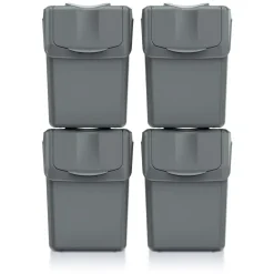 Prosperplast Afvalscheidingprullenbakken - 4x 20 liter - grijs