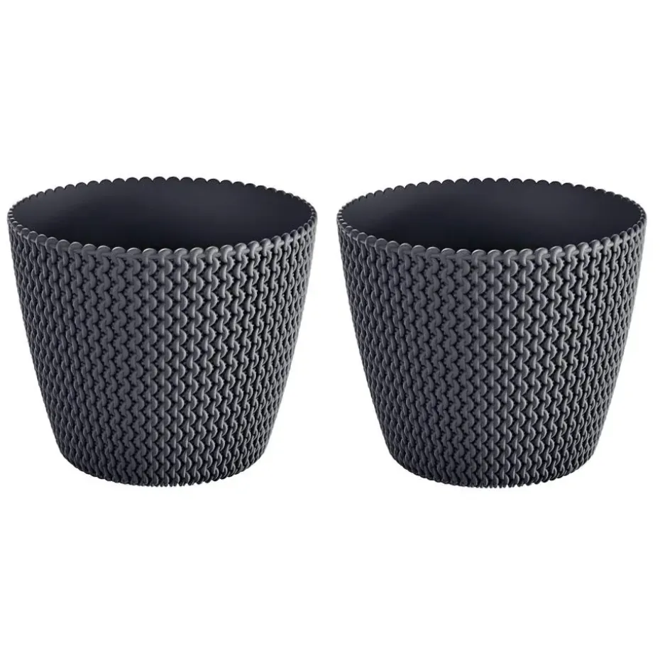 Prosperplast Bloempot Splofy - antraciet - voor buiten - 40 cm