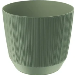 Prosperplast Plantenpot - stripe - olijfgroen - D20xH17 cm