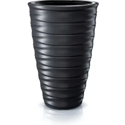 Prosperplast Plantenpot Design Waves - kunststof - antraciet - D38 cm
