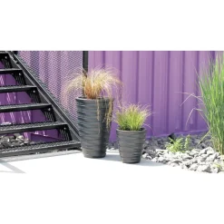 Prosperplast Plantenpot Design Waves - kunststof - antraciet - D38 cm