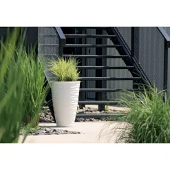 Prosperplast Plantenpot Design Waves - kunststof - wit - D38 cm