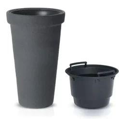 Prosperplast Plantenpot Flower Tower - antraciet - D40 x H60 cm