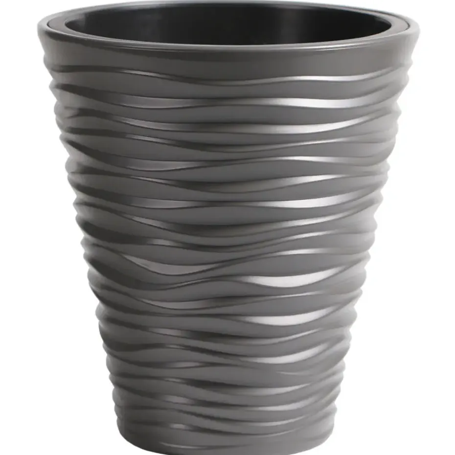 Prosperplast Plantenpot Sand Dunes - kunststof - steengrijs - D30 cm