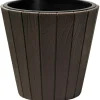 Prosperplast Plantenpot Wood Style - kunststof - donkerbruin - D35 cm