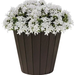 Prosperplast Plantenpot Wood Style - kunststof - donkerbruin - D35 cm