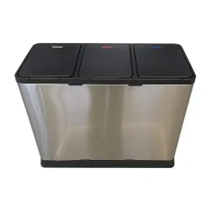 Prullenbak met 3 vakken – RVS – 45L