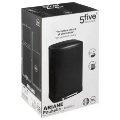 Prullenbak/pedaalemmer - zwart - metaal - 50L - 44 x 37 x 66 cm