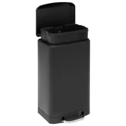 Prullenbak/pedaalemmer - zwart - metaal - 20L - 30 x 30 x 53 cm