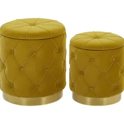 PUEBLO - Poef - Geel - 40/33 cm - Fluweel