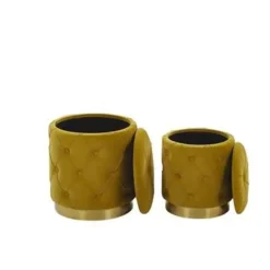 PUEBLO - Poef - Geel - 40/33 cm - Fluweel