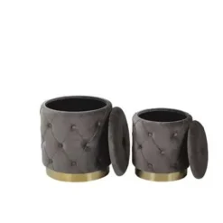 PUEBLO - Poef - Grijs - 40/33 cm - Fluweel