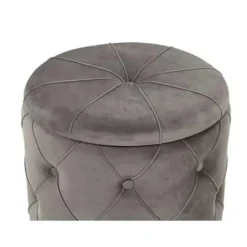 PUEBLO - Poef - Grijs - 40/33 cm - Fluweel