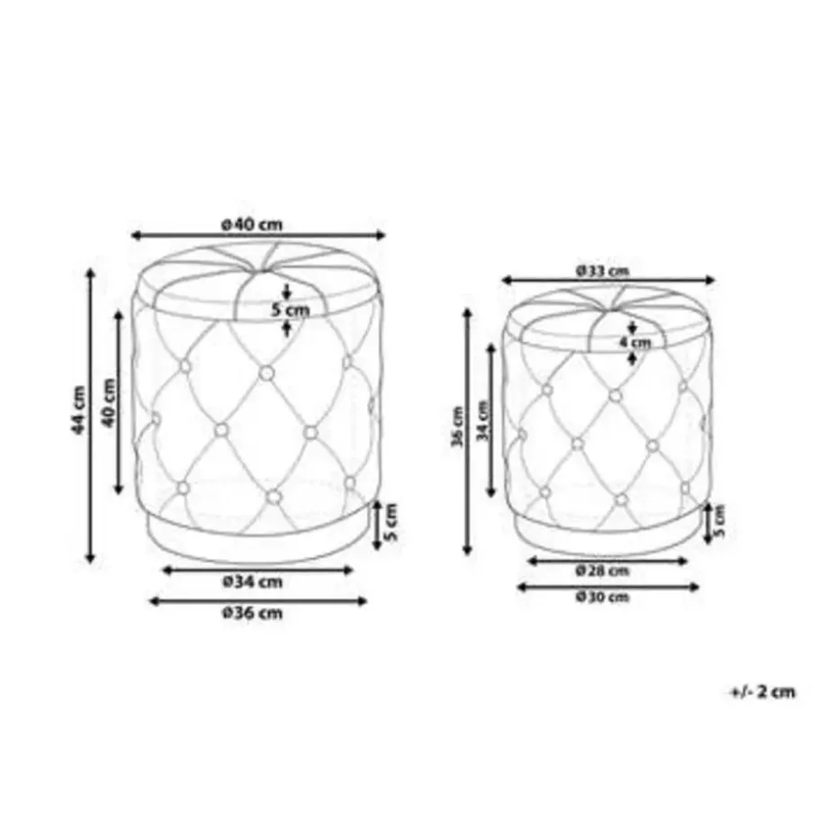 PUEBLO - Poef - Grijs - 40/33 cm - Fluweel