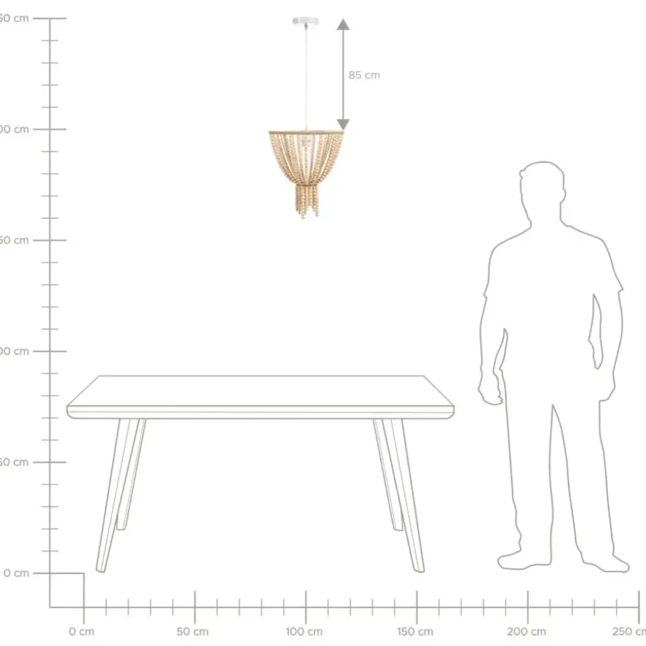 PUSWELI - Kroonluchter - Lichtbruin - Rubberhout