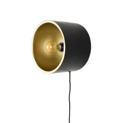 Puur - Dudley wandlamp rond M - zwart/goud