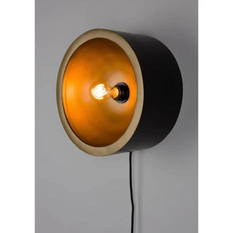 Puur - Dudley wandlamp rond L - zwart/goud