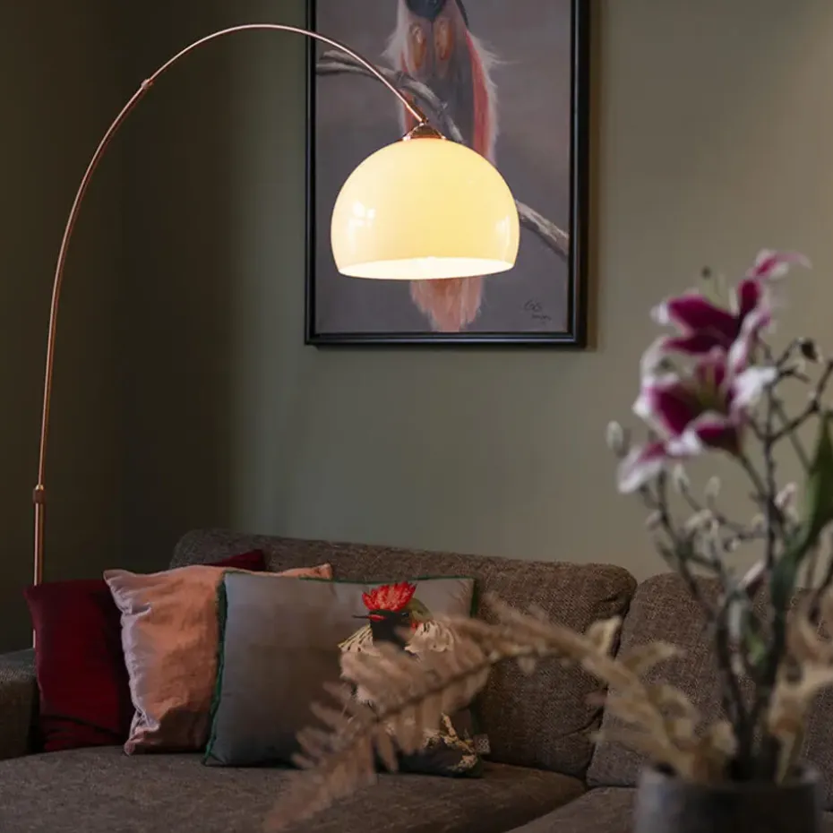 Qazqa booglampen arc-basic bruin e27