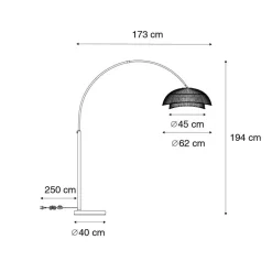 Qazqa booglampen pua zwart e27
