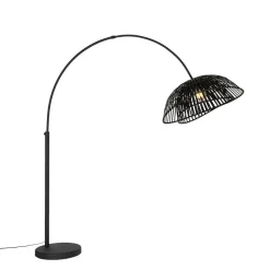 Qazqa booglampen pua zwart e27