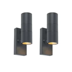 Qazqa buitenlampen met sensor duo grijs gu10